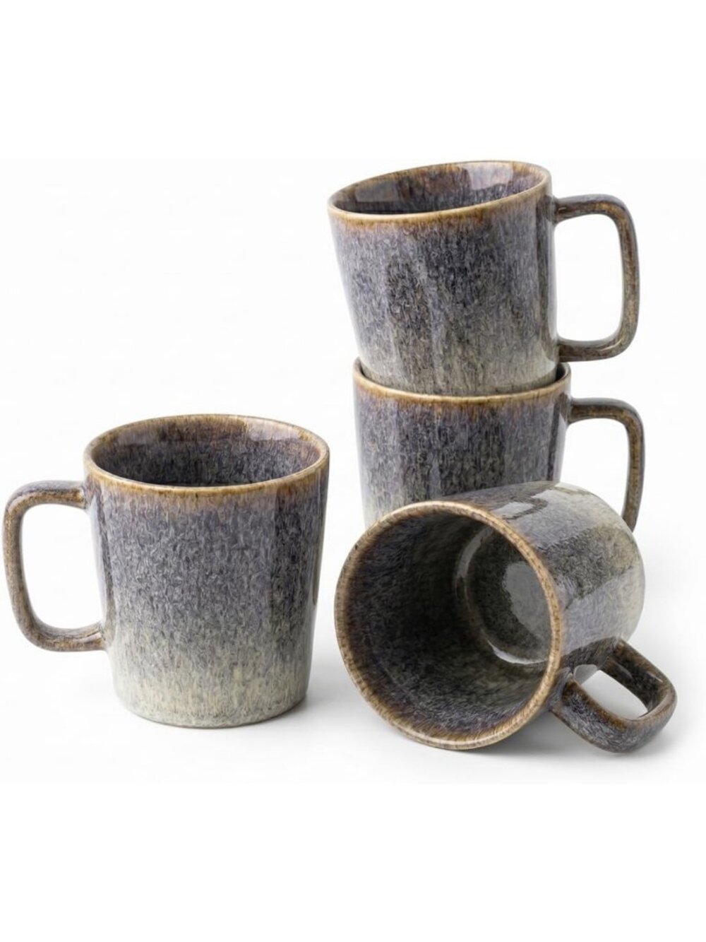 Set of 4 Vintage Purple Ceramic Coffee Mugs - 12 oz Stoneware Tea Cups